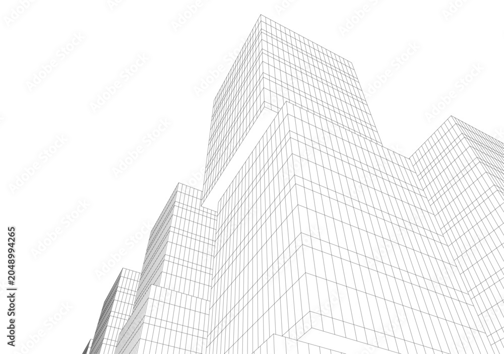 Fototapeta premium abstract buildings, architectural drawing 3d
