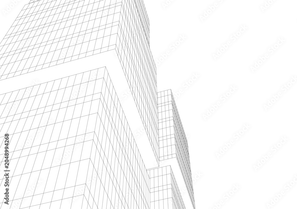Fototapeta premium abstract buildings, architectural drawing 3d
