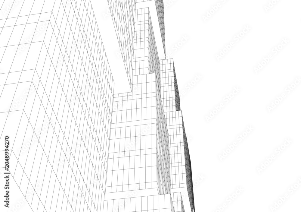 Fototapeta premium abstract buildings, architectural drawing 3d