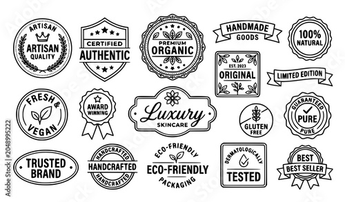 Tableau sur toile SEO Title
Original Product Packaging Labels and Stamps Outline Vector Icon Colle