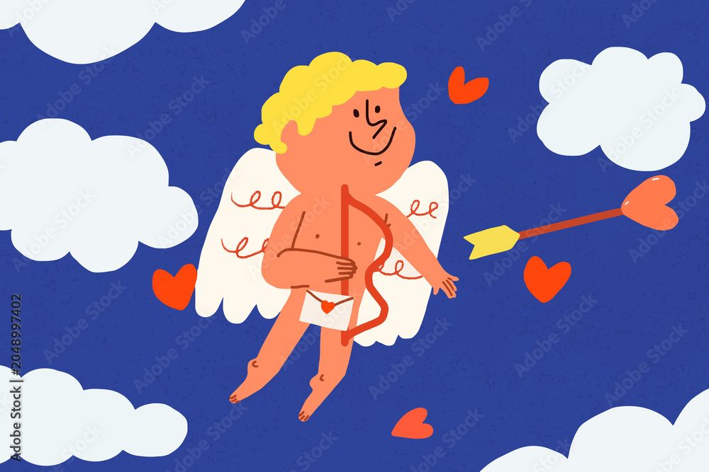 Obraz premium Cute cupid doodle illustration