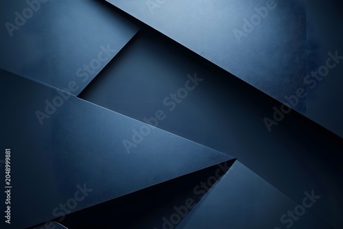 Angular, overlapping planes of textured dark blue material create a modern, abstract geometric background.