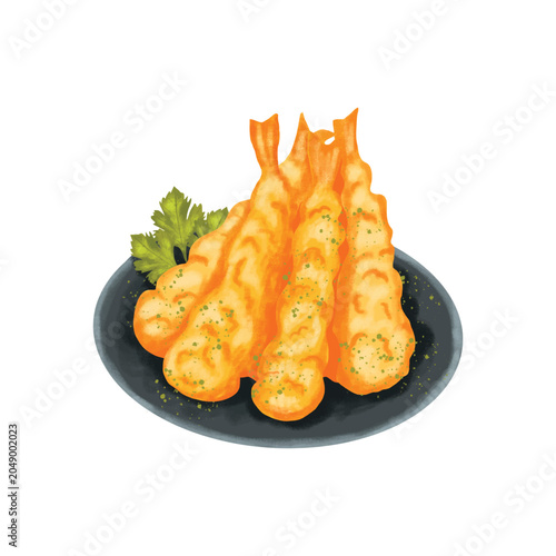 Tempura shrimp vector illustration Design