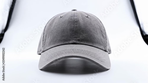 Classic black baseball cap isolated on white background.