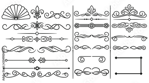 Foto Elegant page dividers and flourishes set for luxury stationery and print