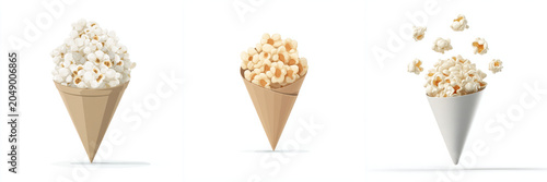 Popcorn cone snack food white background kernel illustration crunchy tasty popcorn cone snack food white background with crunchy kernel illustration tasty treat for cinema party or movie night