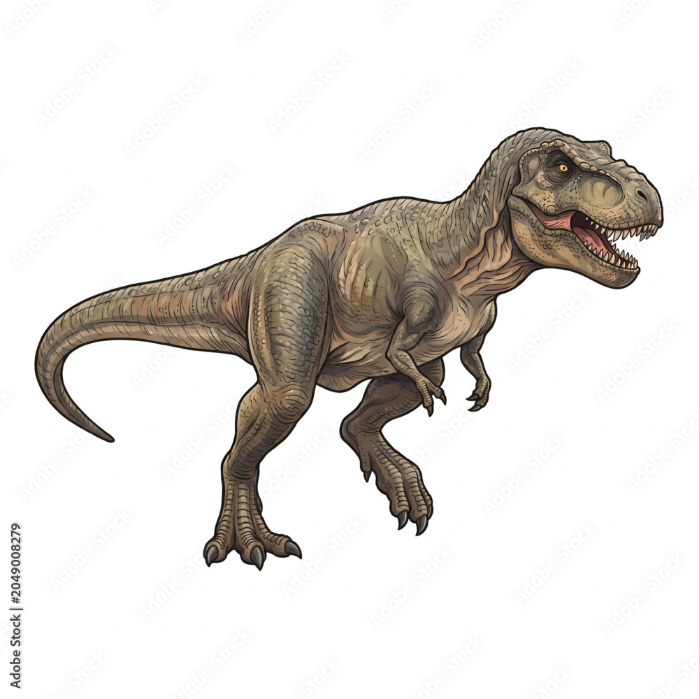 Fototapeta premium Tyrannosaurus Rex dinosaur realistic illustration isolated on white background