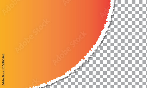 Torn paper edge reveal gradient background orange to yellow