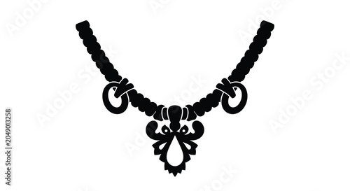 Obraz na plátne Ornamental necklace with pendant black silhouette jewelry