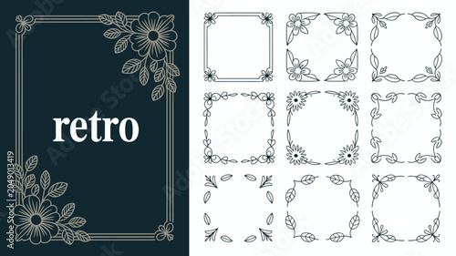 Slika na platnu Floral ornament collection with stylized flowers and leaves presented as a vecto