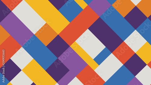 Εκτύπωση καμβά Geometric pattern featuring overlapping rectangles in shades of orange purple bl