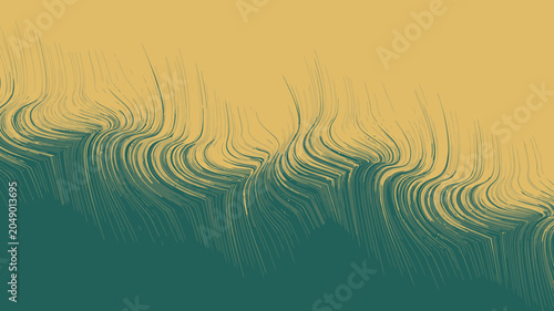 Fotografía Wavy lines form an abstract gradient background in shades of teal and ochre yell