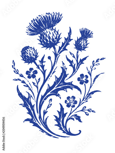 Obraz na plátně This ornate botanical rendering vividly portrays a blossoming cluster of deep az