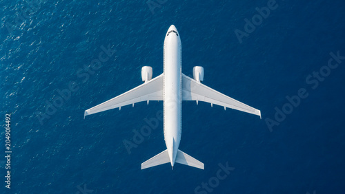 Aerial View of Airplanes Flying in the Sky