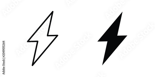 Bild auf Leinwand Lightning bolt icon concept. solid and line symbols