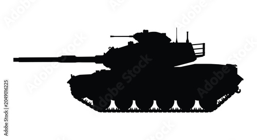 Fotografija Military Tank Side View Black Silhouette vehicle