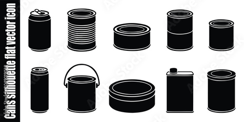 Flat silhouette of cans icon