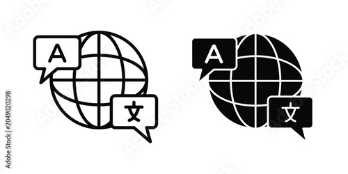 Foto Translate icon concept. solid and line symbols