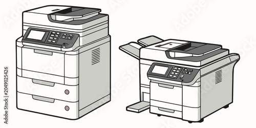 Φωτογραφία Illustration of two multifunction printers with multifunction printer office equ