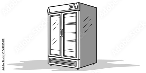 Cuadro en lienzo Commercial refrigerator with glass doors and shelves on wheels glass door white