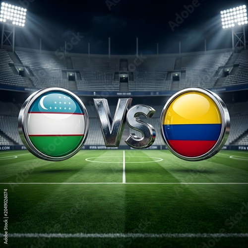 Uzbekistan vs colombia football match concept with national flags