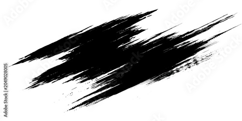 Obraz na plátně Abstract black brush stroke, dynamic and textured, conveying a sense of raw energy and artistic expression, rendered with bold, expressive lines on a clean background