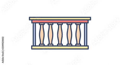 Foto Colorful railing with ornate balusters.