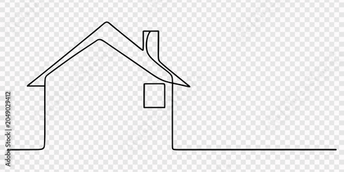 Continuous thin line home vector illustration. Single continuous line drawing of a luxury house in a big cit minimalist house icon, House in one continuous drawing style illustration.