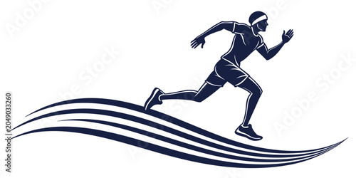 Obraz na płótnie Athletic man running with abstract flowing motion lines exercise abstract moveme