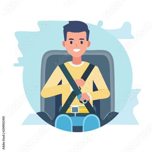 Man Wearing Seatbelt in Car Seat