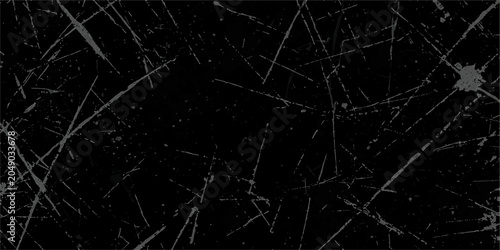Foto Abstract Grunge Overlay Texture with Black Background White Scratch Marks Rough Distressed Lines Dust Noise Effects and Chaotic Vintage Urban Scuff Design
