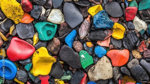Vibrant Plastic Fragments in Industrial Recycling Plant Processing E-Waste
