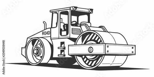Heavy construction steamroller road roller vehicle with heavy duty steamroller construction machinery equipment industrial engineering infrastructure compacting contractor transport