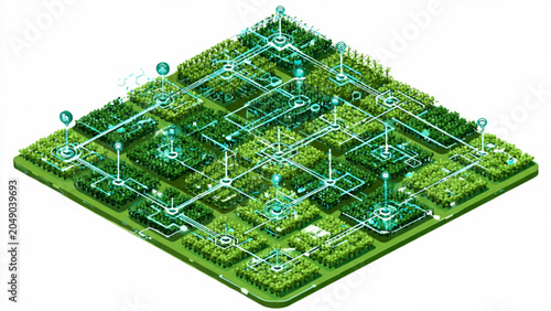 Futuristic Smart City Model with Technology Network and Green Spaces for Urban Design
