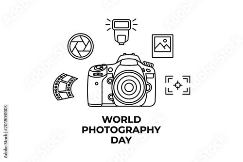 Photos Photography equipment illustration for world photography day celebrations