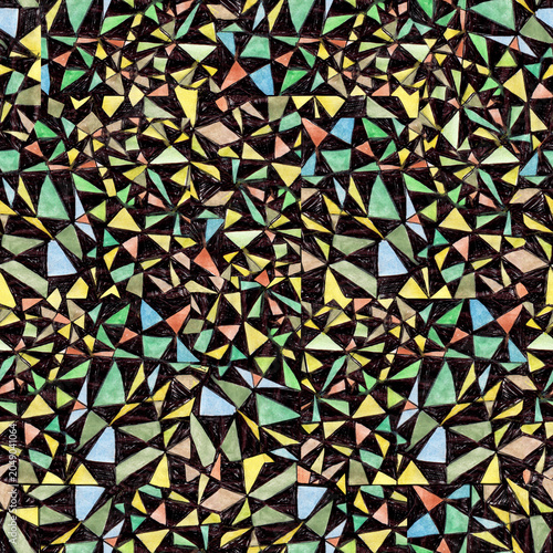 seamless pattern hand-drawn geometric triangular mosaic pattern, fabric design