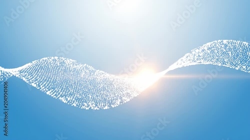 Sparkling White Particle Wave on Blue Gradient Background