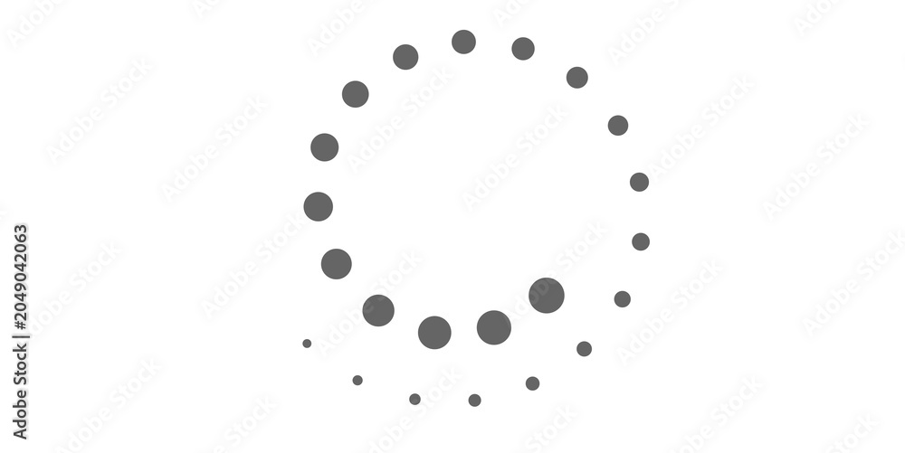 Ταπετσαρία a minimalist, circular arrangement of grey dots on a white background, where the dots vary in size to create a visual sense of rotation or a loading animation effect