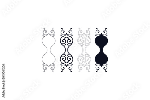 Ornament frame wedding vector design black color various style image. 