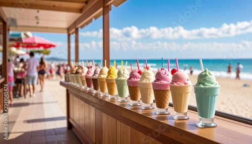 Large Beachfront Ice Cream Shop with Milkshakes and Soft Drinks