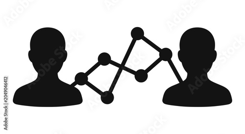 Foto Human Silhouette Network Diagram Black Flat Icon On White Background