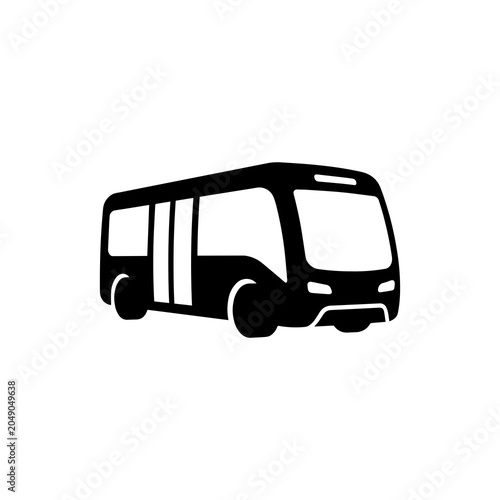 Minimalist black city bus icon representing urban public transportation