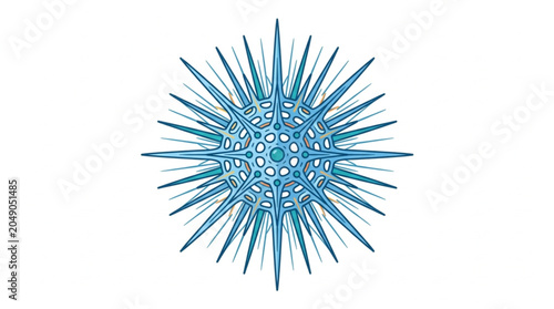 Fotografia Abstract blue spiky geometric starburst pattern.