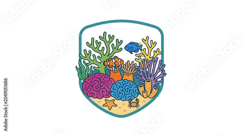 Colorful Coral Reef Ecosystem Underwater Marine Life.