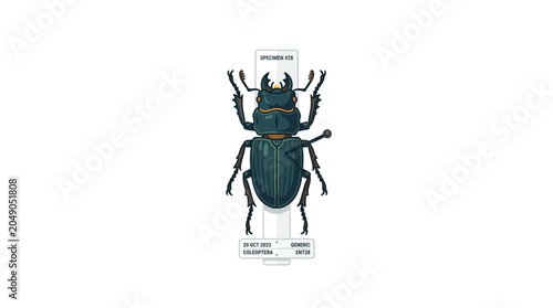 Detailed Macro Shot of a Stag Beetle Specimen on White Background.