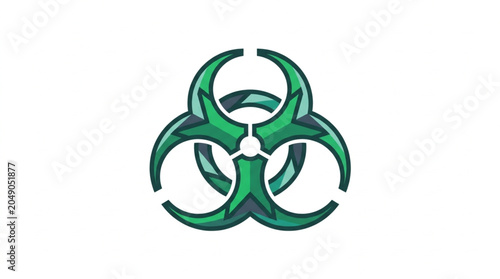 Green biohazard symbol warning sign for danger.