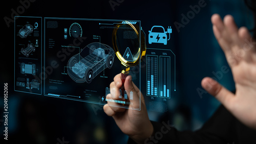 Konstfotografi Technical layout of electric vehicle showing battery system, power control, trac