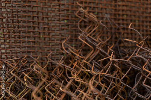 Obraz na plátně Close up of rusted wire mesh texture