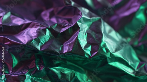 Crumpled Aluminum Foil Texture with Reflecting Purple Hues
