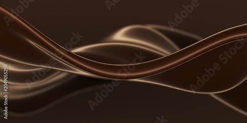 Canvastavla Dark brown silky flowing waves resembling liquid chocolate for food packaging background and luxury banner design